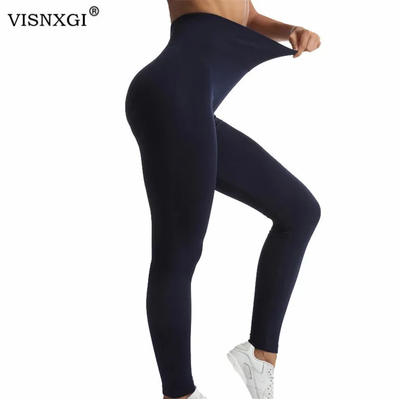 VISNXGI Sexy Women Leggings Push Up Fitness Slim High Waist Seamless Jeggings Pants Solid Skinny Gym Workout Mujer Sport Bottom