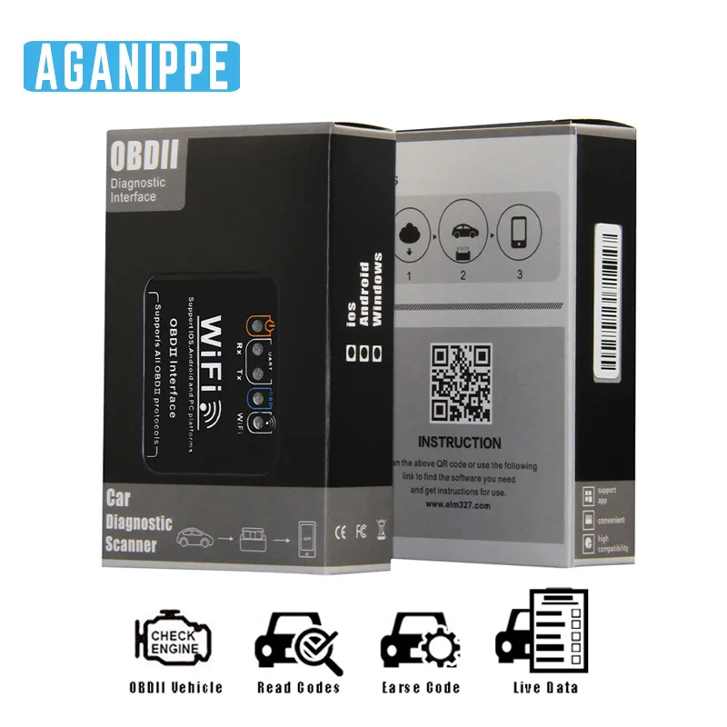 

Elm 327 Wi-fi V1.5 OBD2 Car Diagnostics Tool Eml327 ODB2 Scaner Elm327 Wifi OBD 2 Auto Diagnost Scanner For Car Support IOS