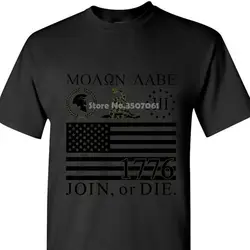 Мужская футболка с коротким рукавом с круглым вырезом Vine-Molon Labe Join Or Die-Come Take It 1776 T-Shirt