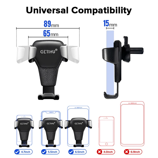 GETIHU Gravity Car Holder For Phone Air Vent Clip Mount Mobile Cell Stand Smartphone GPS Support For iPhone 12 11 XS X XR Xiaomi 6