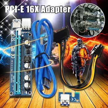 

1pcs 008C PCI-E Express USB3.0 1x to16x Extender Riser Card Adapter Power Cable 15pin Male to 6pin Power Cable