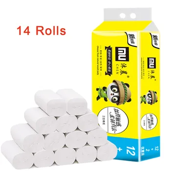 

14 Rolls Atacado Toilet Tissue Paper Bathroom Towels Household Toilet Paper Rolls Tissue Napkin Carta Igienica Papel Higienico