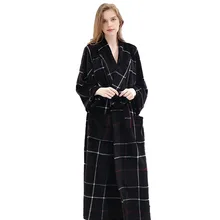 Lovers Winter Long Flannel Warm Plaid Bathrobe Women Men Bath Robe Sexy Dressing Gown
