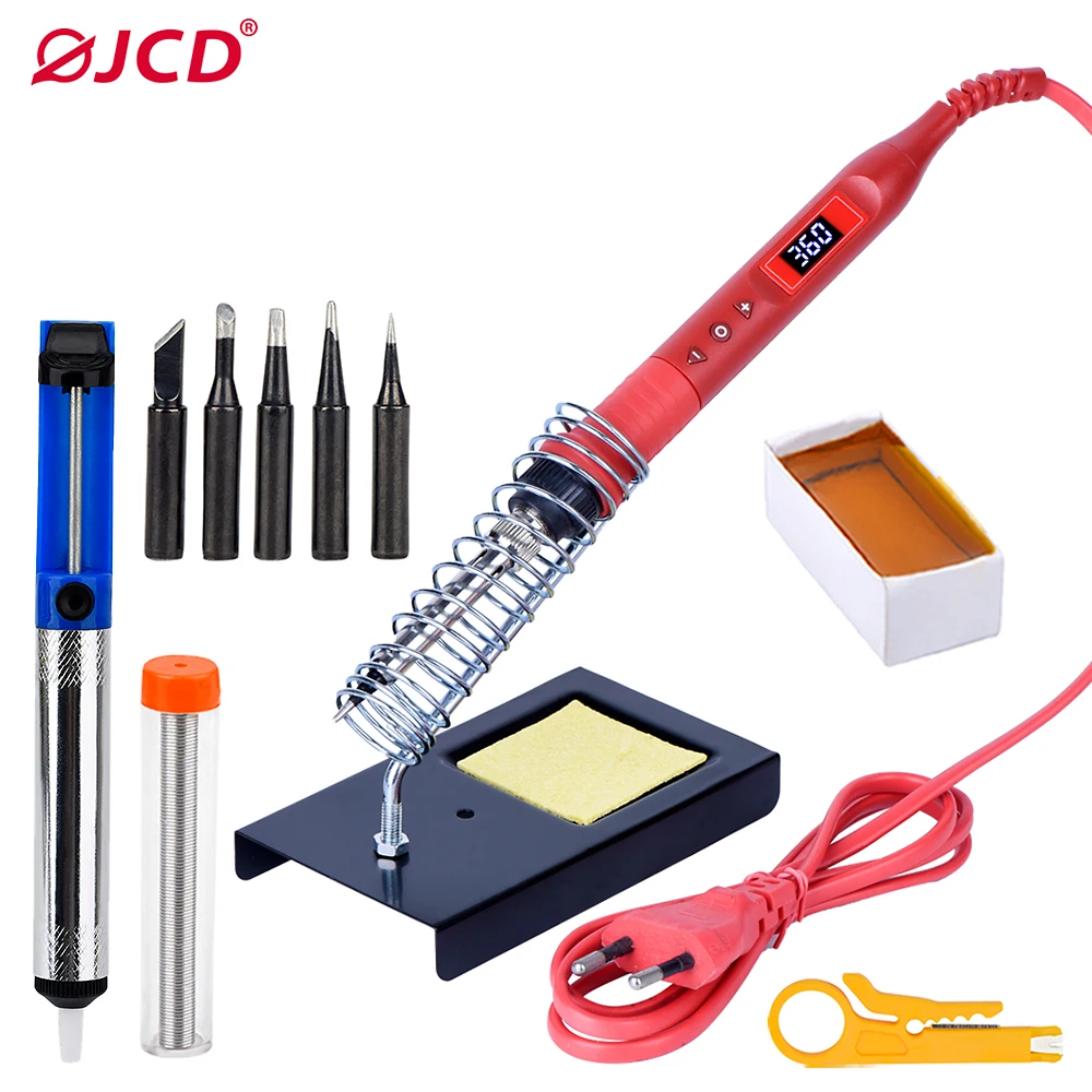 JCD 80W Soldering Iron LED Digital Display Adjustment And Repair 908U Electric Solder Iron 220V 110V Portable Tin Welding Tools portable soldering iron pen usb 8 10w electric powered soldering iron tool rechargeable temperature adjustment welding equipment