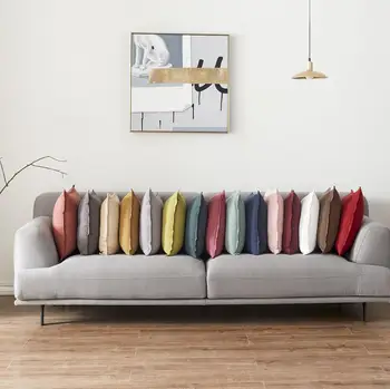 

45x45cm solid color ramine fabric cushion cover sofa plain color pillowcase backrest wasit pillow cover home decor