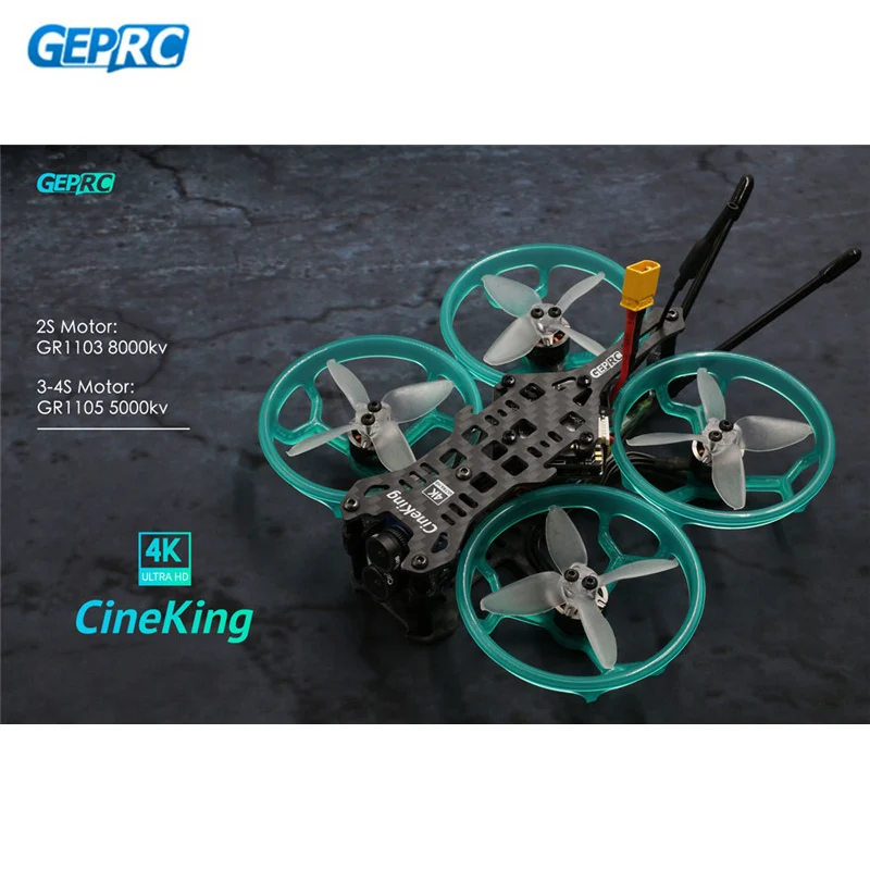 GEPRC CineKing 4K 95 мм 3-4S 2 дюймов небольшой гоночный Дрон с видом от первого лица с управлением от первого лица без контроллера/PNP 1105 5000KV мотор F4 OSD 12A BLheli_S ESC Caddx Tarsier