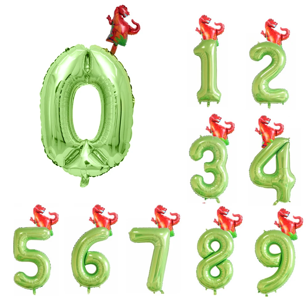 

40inch Fruit green Number Foil Balloons Dinosaur Party Decor Jungle Party Helium Balloon Kid Boy Girl Birthday Decorations