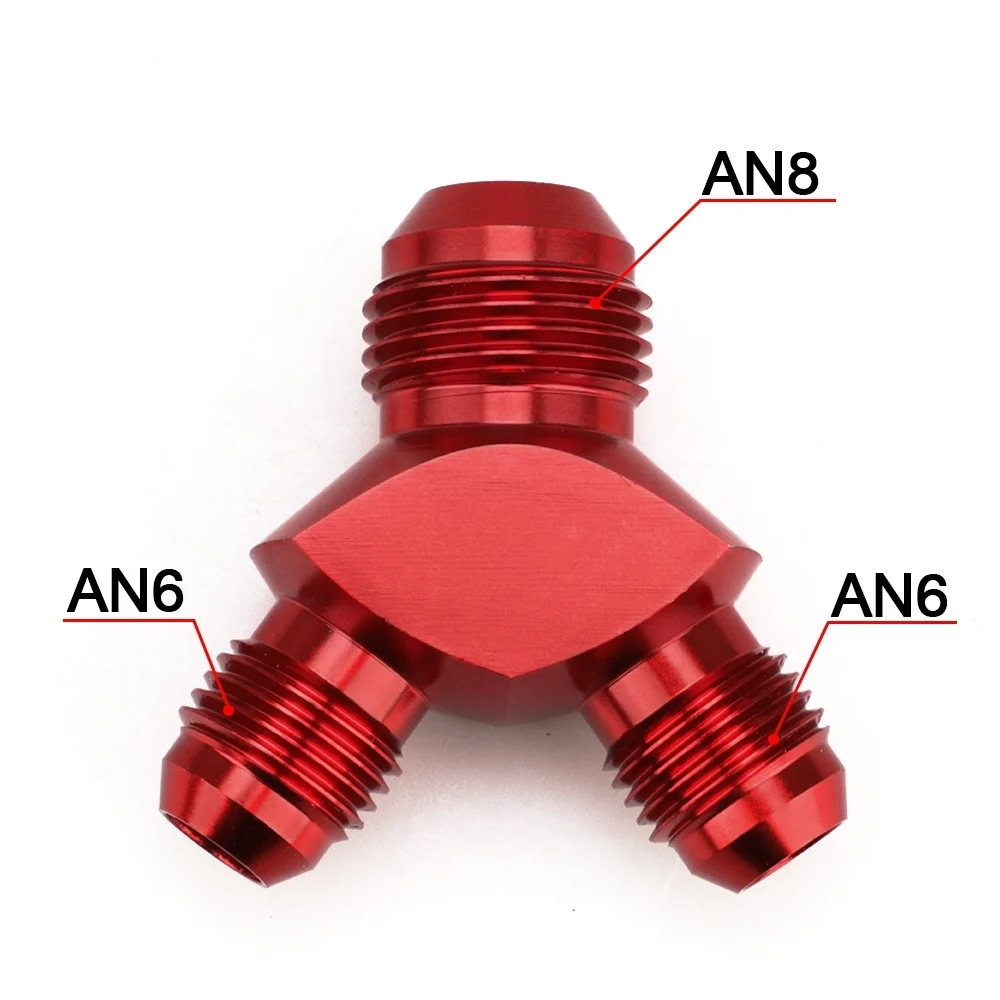 Алюминиевый Y блок Adapte AN6 AN8 AN10 r фитинги адаптер Черный Y Тип нефтяной трубы соединение - Цвет: AN6-AN8 RED