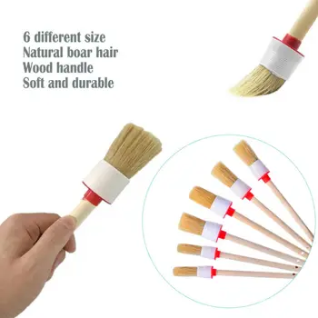 

Set Car Cleaning Brush Accessories Wooden Handle Boar Hair Towel Sponge