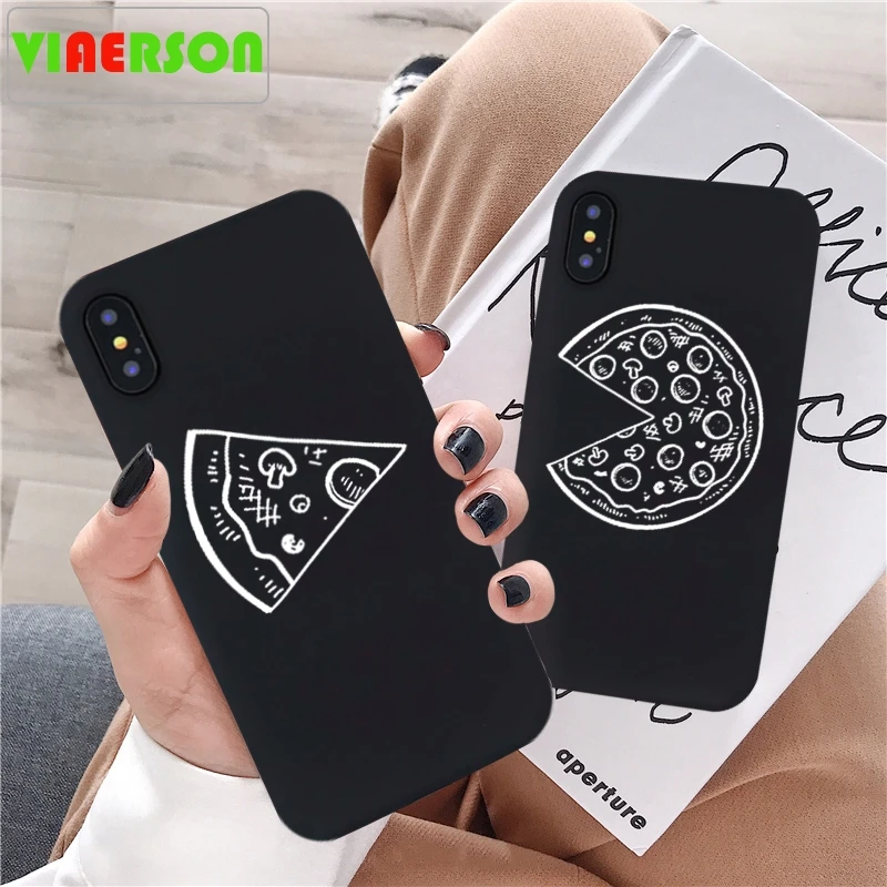 Забавный чехол для телефона Pizza Best Friends iPhone X XS MAX XR 11 Pro 7 8 6 6s Plus черная пара мягкая