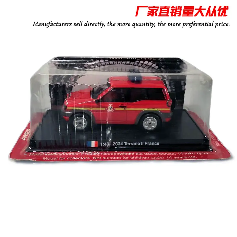  AMER 1/43 Scale 2004 Terrano II FRANCE Fire Engine Diecast Metal Car Model Toy for Gift/Collection/