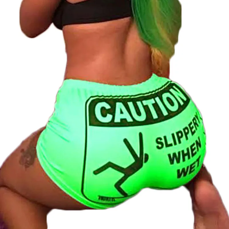 2020 New Summer Women Daily Bodycon Shorts Bottom Shorts Letter Printed Shorts Ladies Casual Style High Waist Short Pants