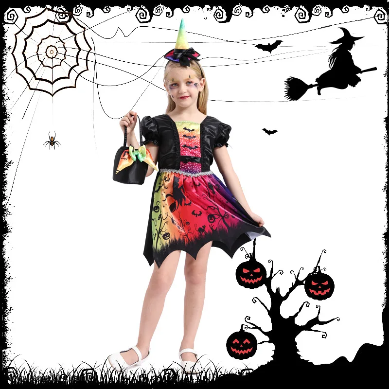 Aitonoble New Costume Child Cute Girls Costume Supergir Dress Girl's Dress Cosplay Halloween For Kids All Saints'