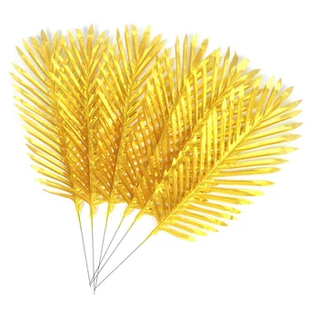 

Golden Palm Fronds Tropical Palm Leaves Palm Tree Leaves Artificial for Wedding Party Decoration (27.2 Inch Gold Palm Leaves)