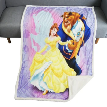 

3D Disney Cartoon Blanket Beauty and the Beast Bedding Throws for Bed Sofa Sherpa Fleece Blankets Girls Kids Children Gift