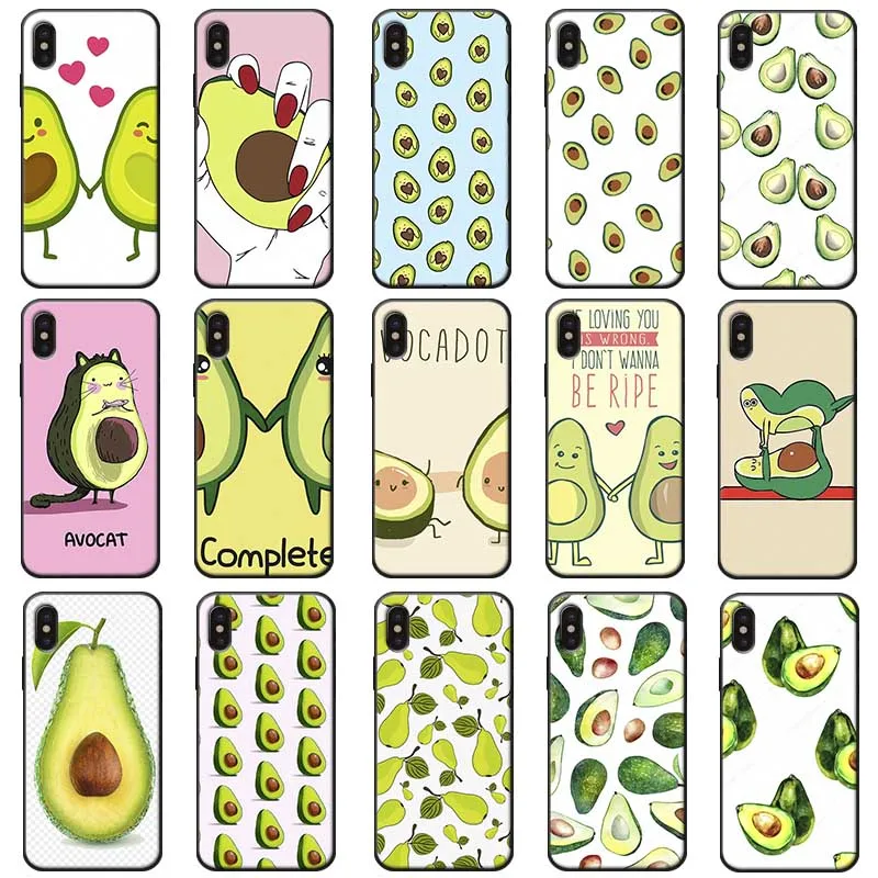 Cute Avocado Food Pattern Funny Tropical Girls cactus Soft Silicone Phone Case for iPhone X XS MAX XR 7 8 6 6S plus 5S SE |
