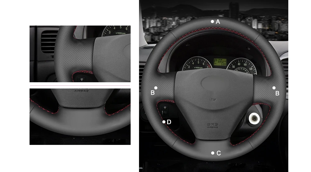 MEWANT черная искусственный крышка рулевого колеса автомобиля из натуральной кожи для hyundai Getz(Facelift) 2005-2011 Accent 2006-2011 Kia Rio Rio5