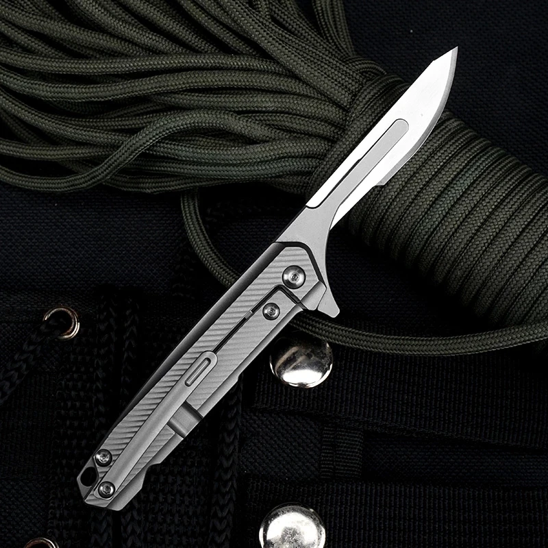 Couteau utilitaire pliant EDC lame de scalpel poche de survie en plein air porte-clés outils | eBay