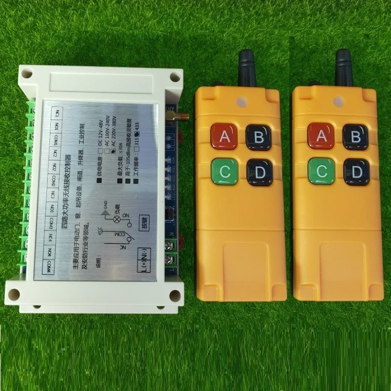 

4CH 500-2000m AC110V 220V 380V Беспроводной светодиодный светильник с дистанционным управлением переключатель реле выход радио RF Передатчик и мгц приемник