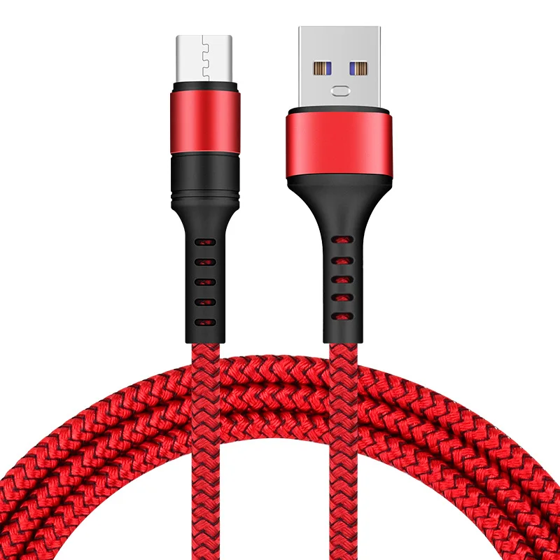 Красный Usb type-C кабель 5А быстрая зарядка плетеный провод для huawei samsung Xiaomi Redmi Note10 черный/синий/красный - Цвет: Красный