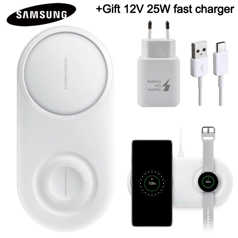 

Dual Fast Wireless Charging EP-P5200 Duo Pad for Samsung Galaxy Gear S4 S3 S2 S10e Note 10 S8PLUS S9Plus S10+ Gift 25W Fast Wall