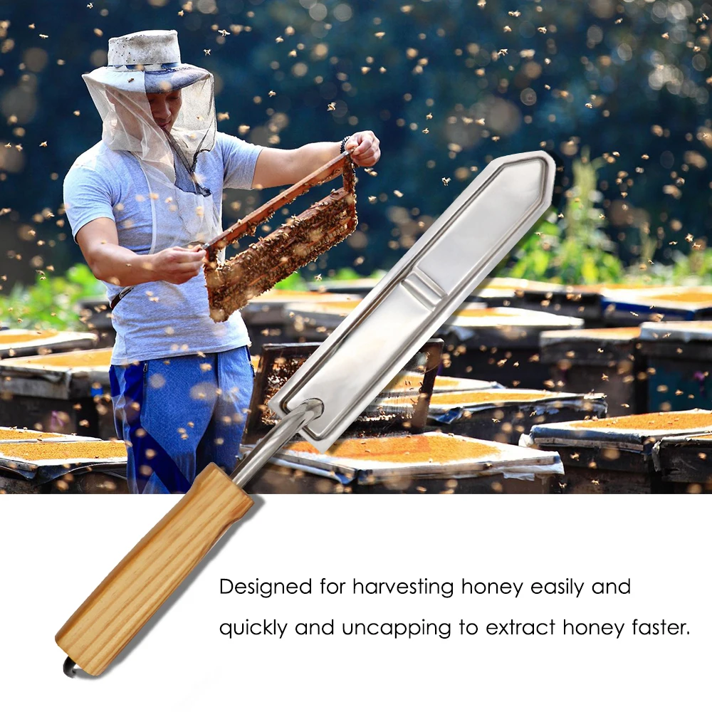 

Hot New Stainless Steel Electric Honey Scraper Bee Beekeeping Equipment Uncapping Tool Extractor Tool with Wooden Handle