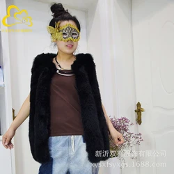 Women's Sleeveless Faux Fox Fur Vest Casual Jacket Elegant Street Wear Slim Fit Furry Coat Fashion