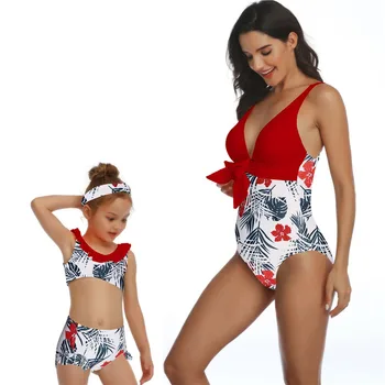 

2019 Family Matching Swimwear Mom Daughter Swimsuit Mother Daughter Bikini Bathing Suit Swimwear Kids Family Matching Outfits