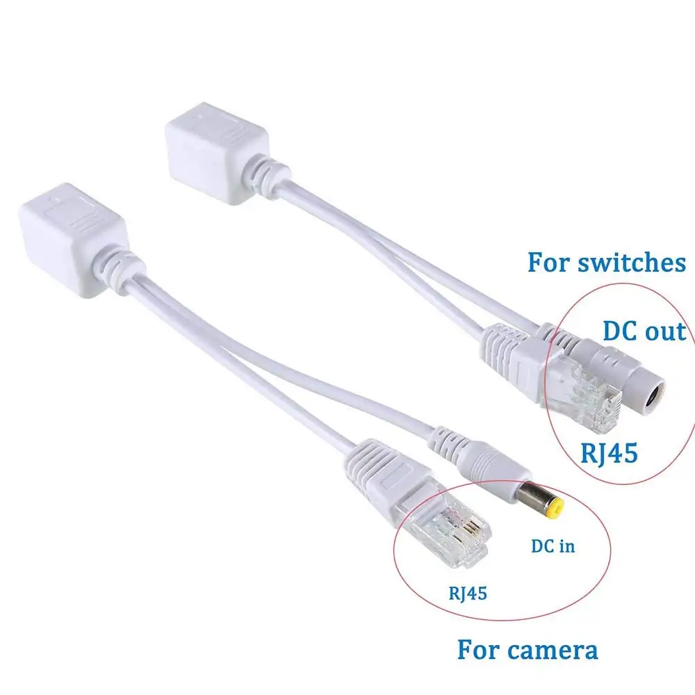 ESCAM 10 шт(5 пар), разделитель POE коммутатор питания через Ethernet POE адаптер для кабеля экранированная лента 5V 12V 24V 48V Питание кабель 5,5*2,1 мм