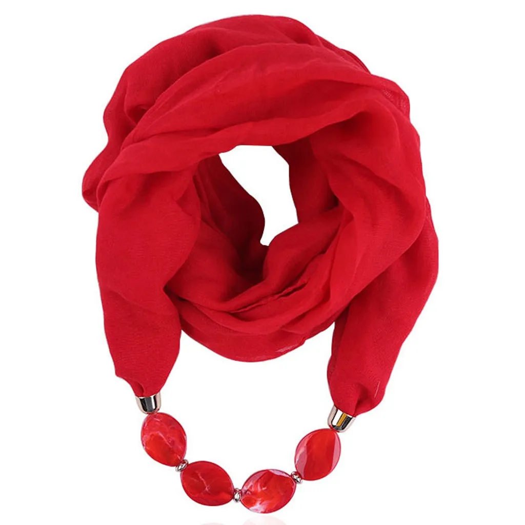 Роскошный шарф, шифоновый шелковый шарф, Осенний женский зимний головной платок, женский шарф, элегантное ожерелье на цепочке, шарфы, шарфы для женщин