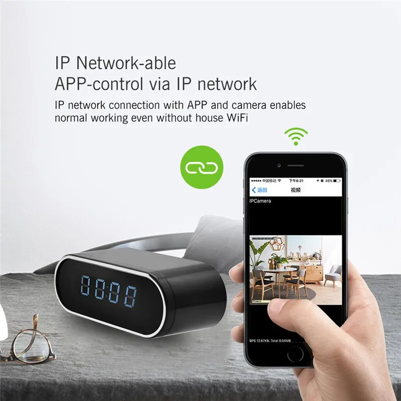 WI FI мини Камера Беспроводной няня Часы Будильник • P2P IP/AP безопасности Ночное