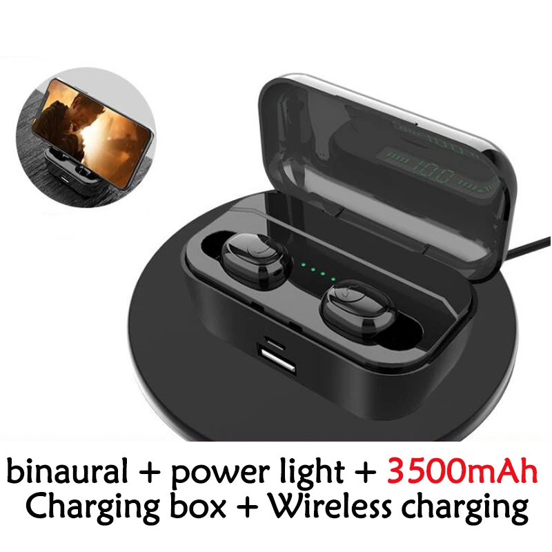 binaural G6s Bluetooth наушники беспроводные наушники IPX7 водонепроницаемый TWS светодиодный дисплей гарнитура стерео спорт HiFi беспроводные наушники для телефонов - Цвет: binaural