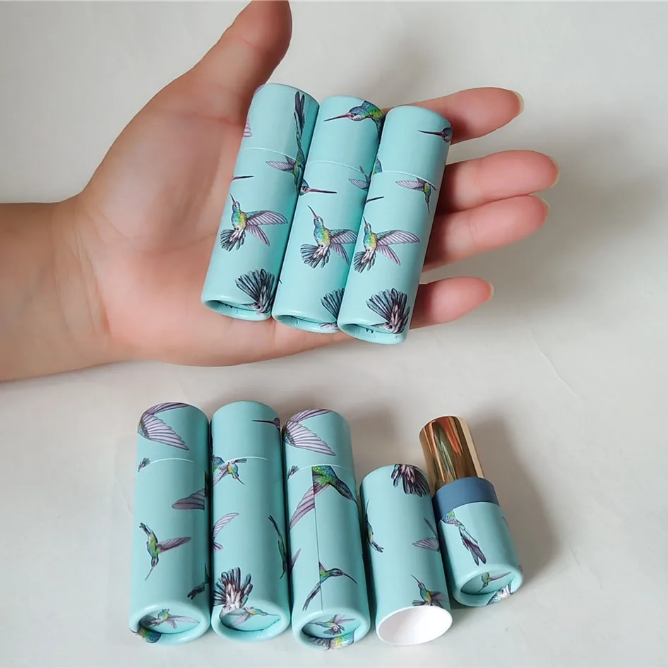 

Wholesale Paper Lipstick Tube Elegant Lip Balm Container Empty Lipstick Shell Hummingbird Design Lip Cosmetics Makeup Tool