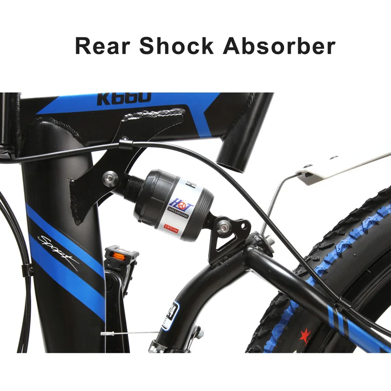 K660 26 Inch Folding Bicycle, 21 Speed Mountain Bike, Front & Rear Disc Brake, Integrated Wheel, Full Suspension