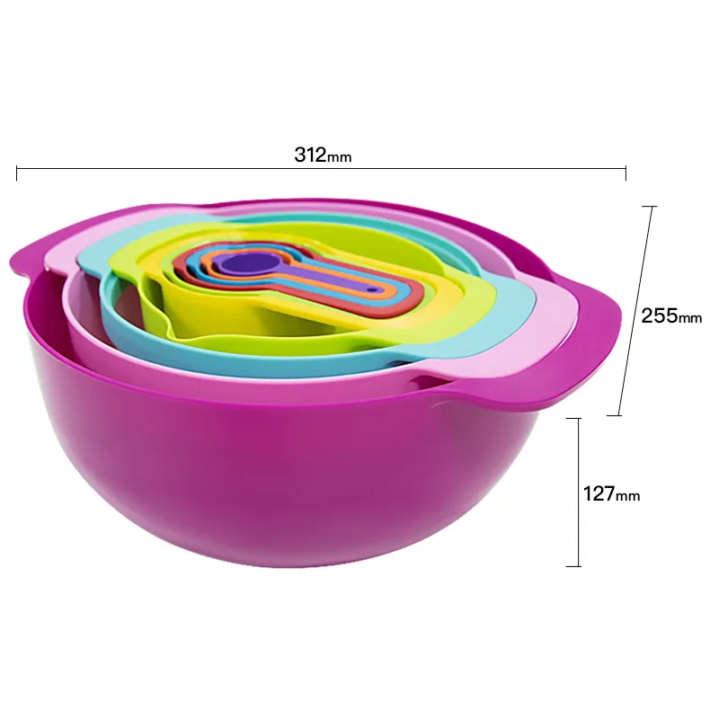 10 Piece Multicolor Measuring Cups And Spoons Bowl Set