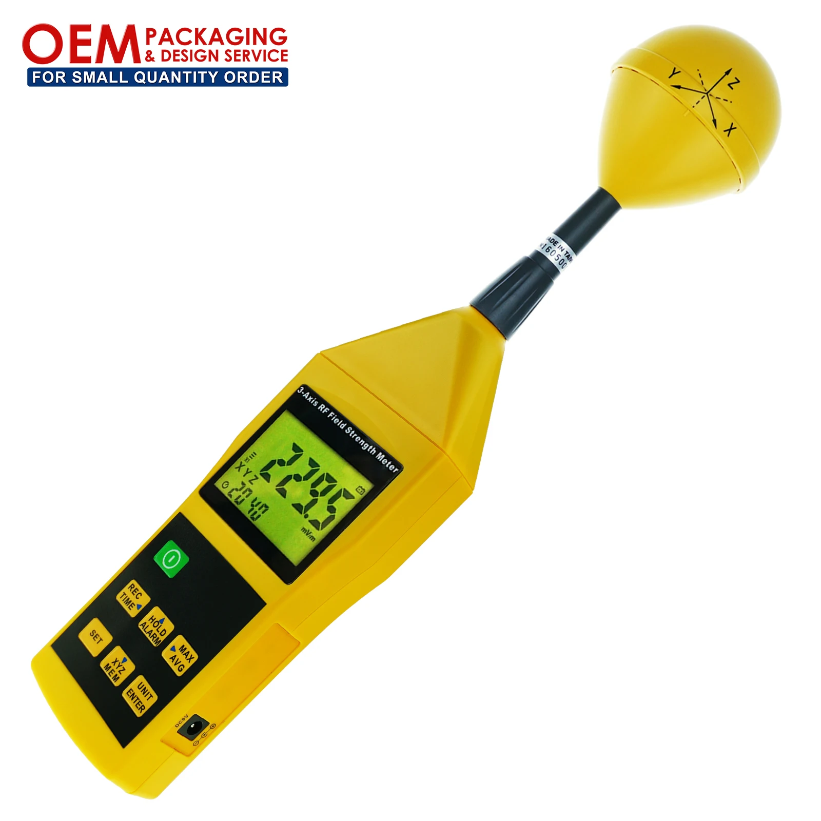 

3-Axis RF Meter Electromagnetic Radiation Tester Detector 10MHz to 8GHz w/ Alarm and Tripod Mounting (OEM Packaging Available)