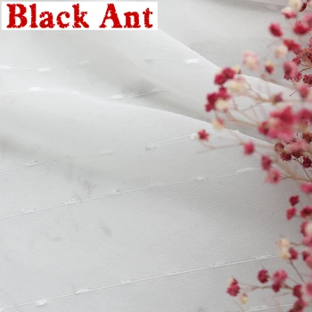 

White Dots Stripes Sheer Curtain for Living Room Soft Tulle Curtain for Balcony Kitchen Window Screen Voile Drape Fabric X671#40