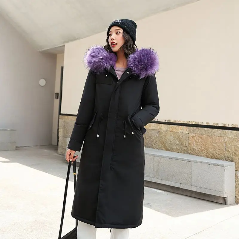 ##BUY 2019 Winter Women Thickening Warm Overcoat New Fashion Hooded Fur collar Mid long Jacket Causal Loose Female Parkas NZYD292A