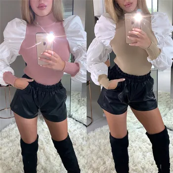 

Fashiom Women Ladies Puff Sleeve Tops Pullover Sweater Loose Jumper Tops