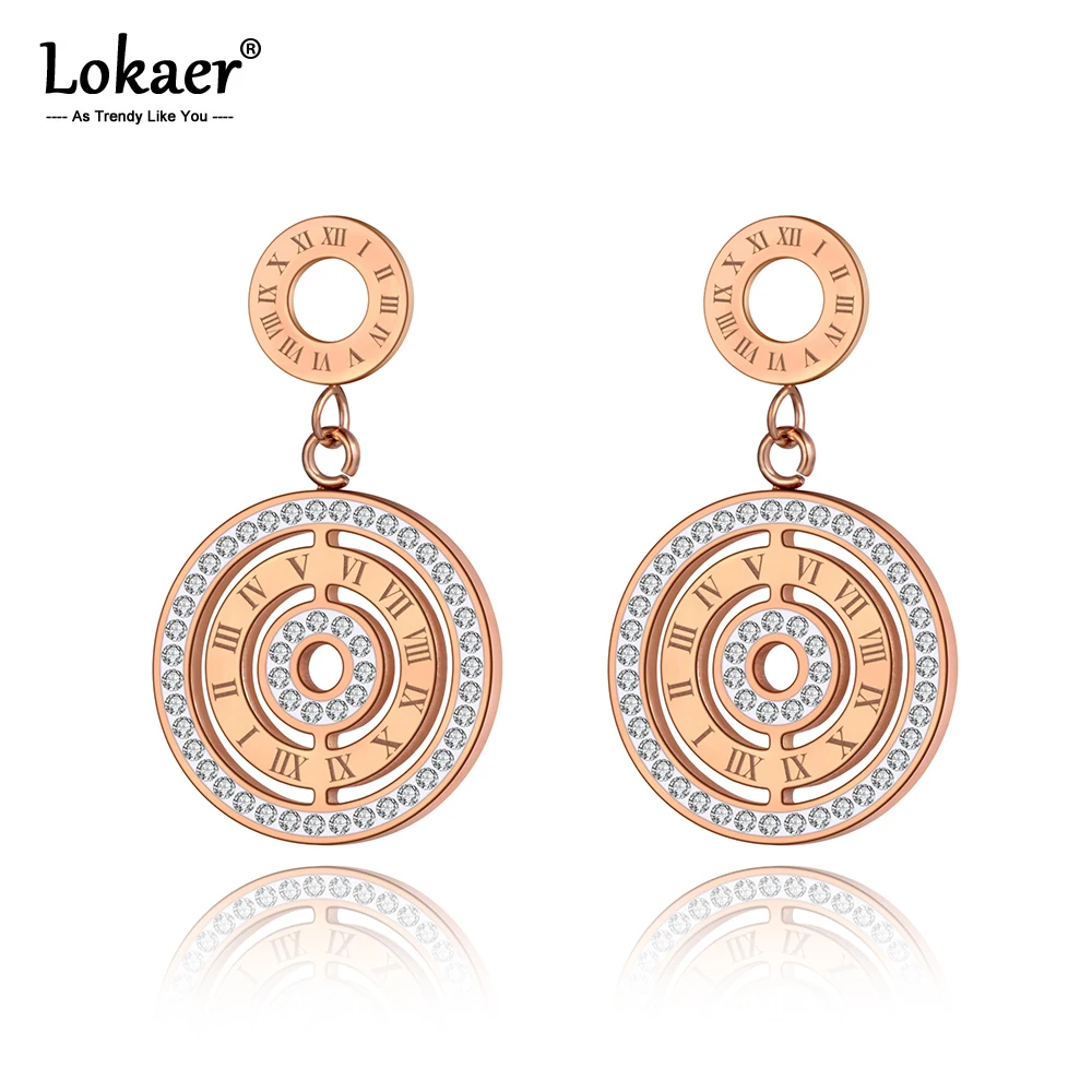 Geometric CZ Crystal Dangle Earrings For Women Classic Roman Numerals Wedding Jewelry