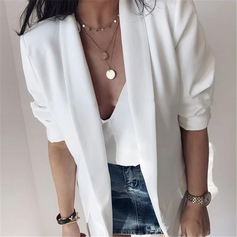 Women Blazers and Jackets Elegant Office Suits for Women Formal Business Work Coat Tops Ladies Outwear Clothing White Black