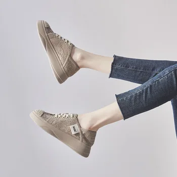 

2019 autumn new flat shoes women fashion simple solid color lace comfortable breathable casual shoes