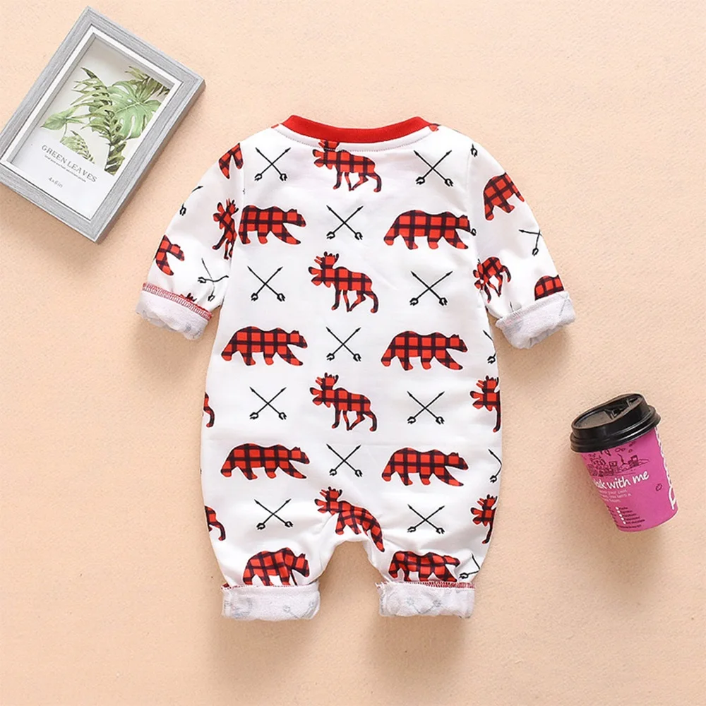 Новинка; Одежда для новорожденных мальчиков и девочек; Bebe Bear; Повседневный зимний хлопковый комбинезон с длинными рукавами и принтом; комбинезон; костюм для подвижных игр