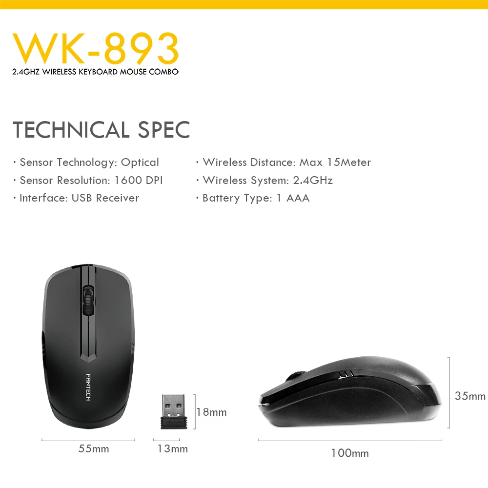 Fantech WK-893 Wireless Keyboard Mouse Combo 9 Fantech WK-893 Wireless Keyboard Mouse Combo 9