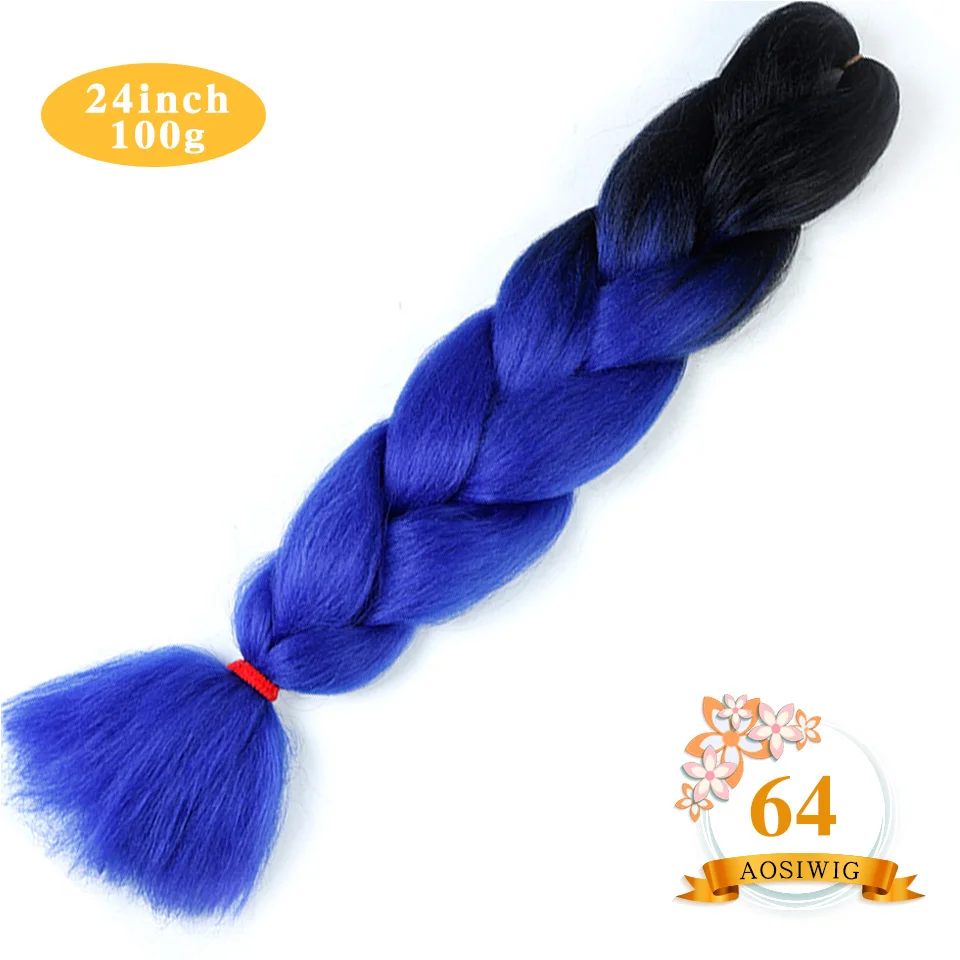 #27 AOSIWIG 2" Ombre Jumbo синтетические плетеные волосы крючком 100 г/упак. афро оптом розовый синий фиолетовый синтетические волосы - Цвет: #27