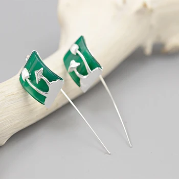 

Acecare 925 Silver Agate Mushroom Black Green Gold Color Earring Drop Long Earrings Plant Novel Fresh Women Jewelry Accessories