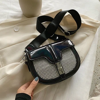 

2020 Women Mini New Korean of All-match Messenger Shoulder Fashion Saddle Bag Ins Girl Bright Diamond Pouch Crossbody Bags