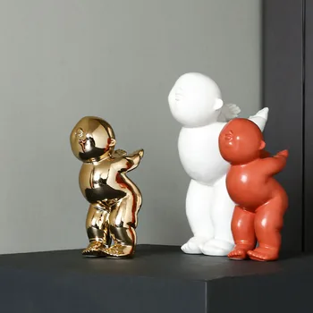 

Simple Abstract Character Fat Man Crafts Decoration Modern Living Room Wine Cabinet White Luxury Character Sculpture Decoration