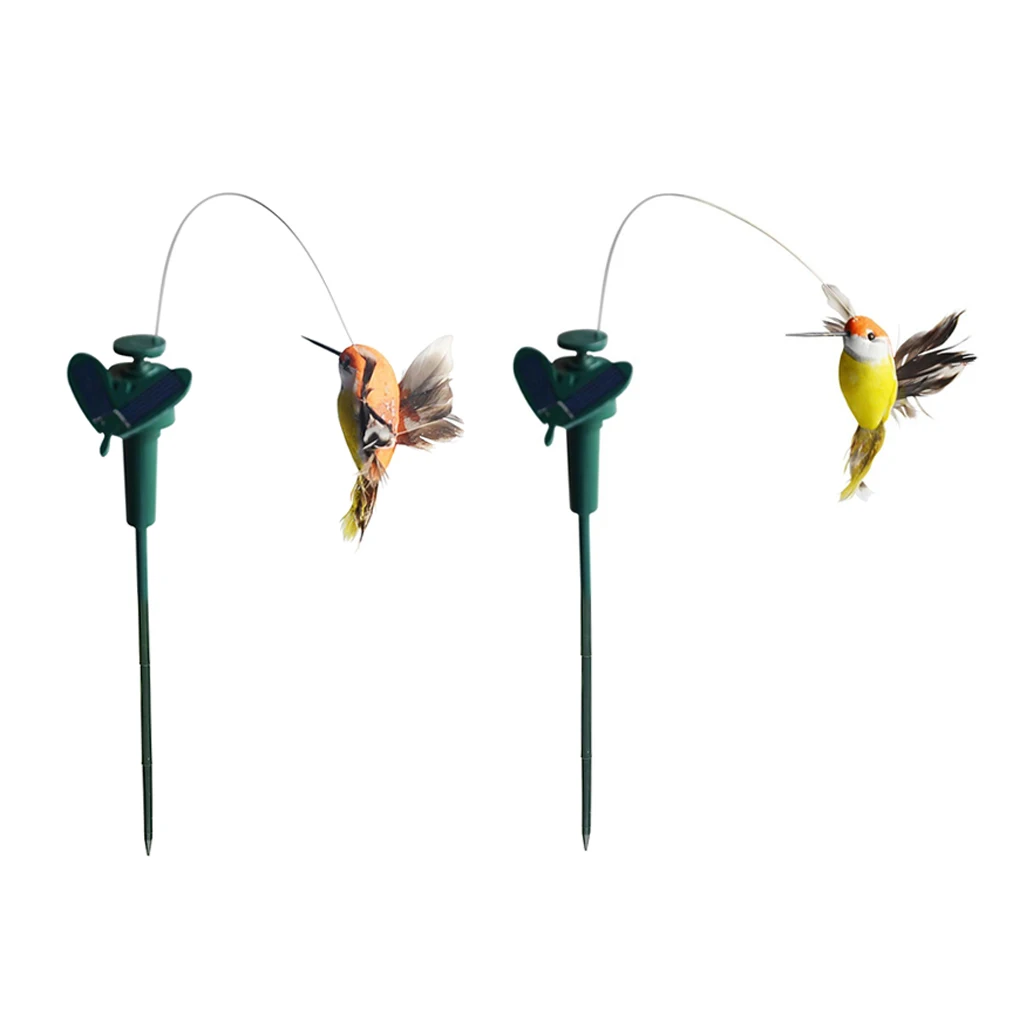 2x Solar Power Fluttering Bird Stake Lifelike Birds Patio Yard Garden Stakes Colorful Summer Decoration Solar / Battery Powered