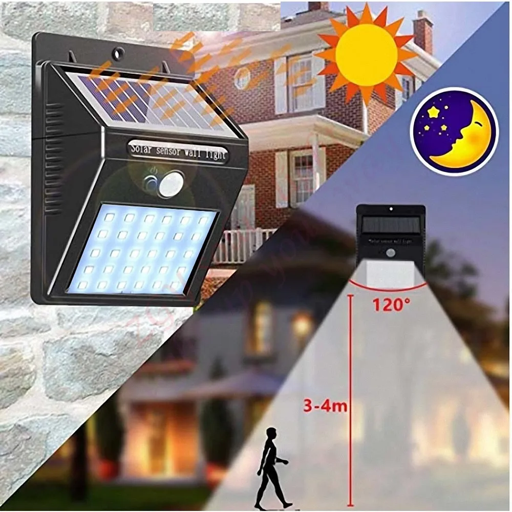 2/4PCS LEDs Solar Powered Lights Wireless Motion Sensor lamp Security Outdoor Waterproof Wall Spotlights Garden Street Path ligh